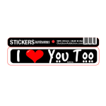 I love you too 1 x 5 inches mini bumper sticker Make a statement with these great designs sized perfectly for items like computers, cell phones or bigger items like your car! Dimensions: 1" x 5 inch -Printed vinyl -Outdoor durable and ultra removable -Waterproof